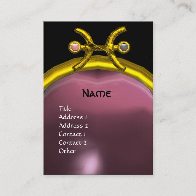 PISCES MONOGRAM Pearl Amethyst gelb rosa lila Visitenkarte (Vorderseite)