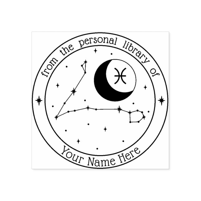 Pisces Personalisiert Zodiac Book Briefmarke Gummistempel (Prägung)