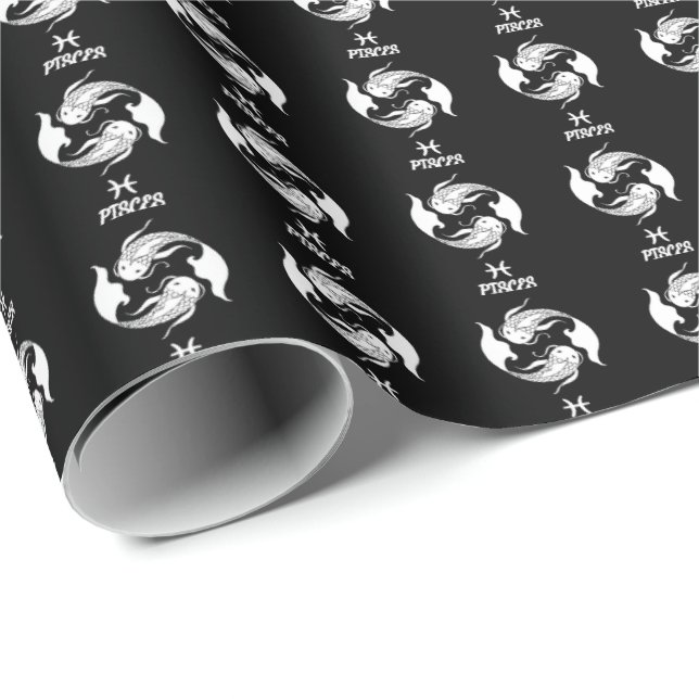 Pisces Silhouette Wrapping Paper Geschenkpapier (Rolleneckpunkt)