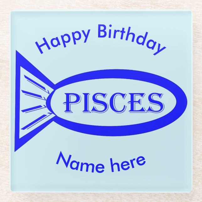 Pisces Star Sign Fish Glass Untersetzer (Vorderseite)