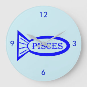 Pisces Star Sign Fish Wall Clock Große Wanduhr