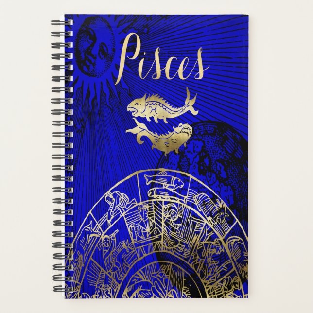 Pisces Symbol Astrologie Zodiac Sign Horoskop Planer (Vorderseite)