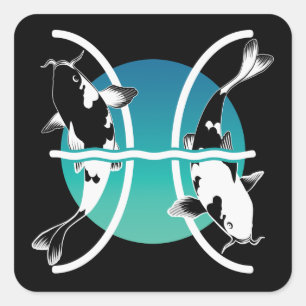 Pisces-Symbol - astrologisches Zodiakzeichen Quadratischer Aufkleber