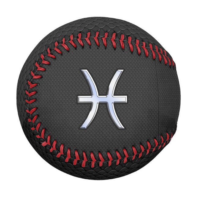 Pisces-Symbol auf Black Snake Skin-Stil Baseball (Vorderseite Links)