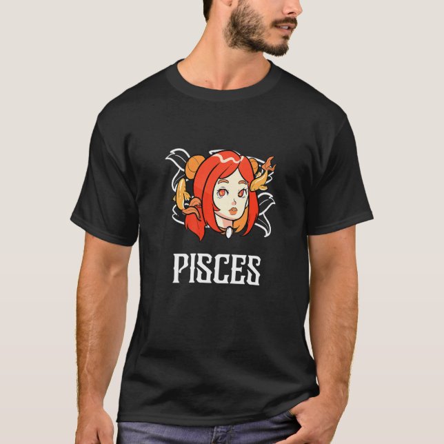 Pisces Tarot Zodiac Signieren Pastel Goth Horoscop T-Shirt (Vorderseite)