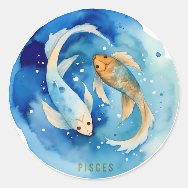 Pisces Watercolor Zodiac Sticker (Vorderseite)