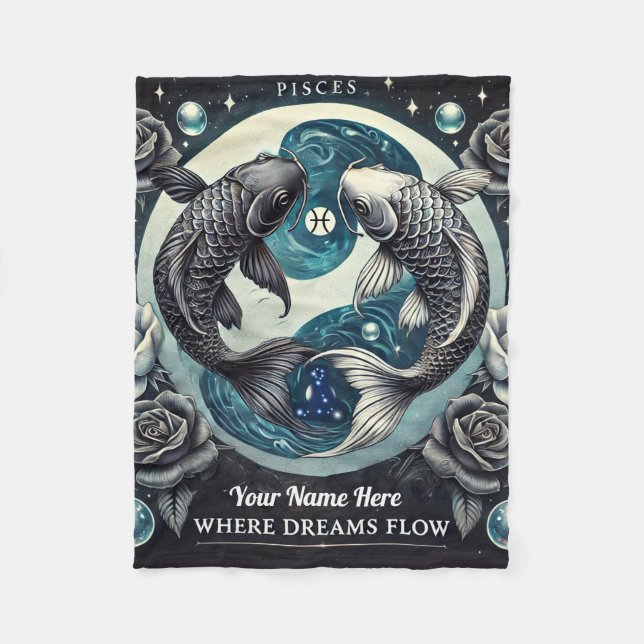 Pisces "Where Dreams Flow" Fleece Blanket (Vorderseite)
