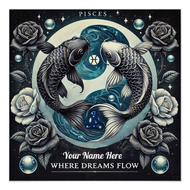 Pisces "Where Dreams Flow" Glossy Poster (Vorderseite)
