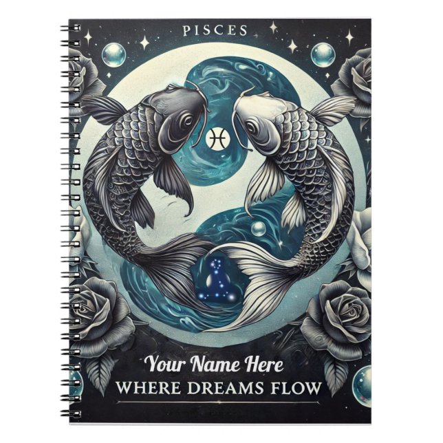Pisces "Where Dreams Flow" SpiralNotebook Notizblock (Vorderseite)