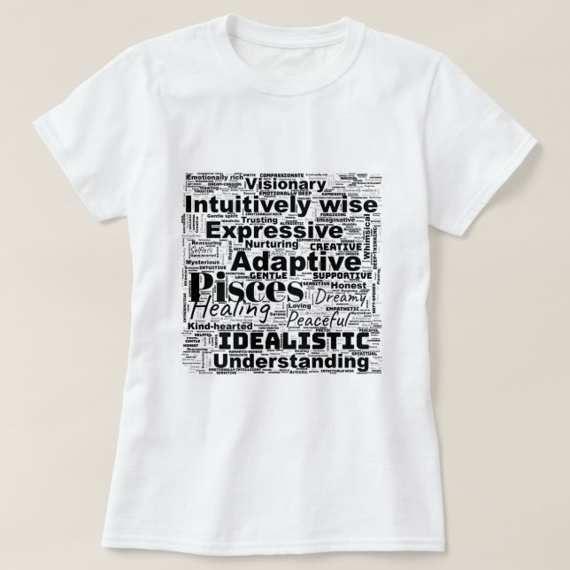 Pisces Word Cloud Zodiac Inspiration T-shirt (Design devant)