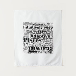 Pisces Word Cloud Zodiac Inspiration Tapisserie