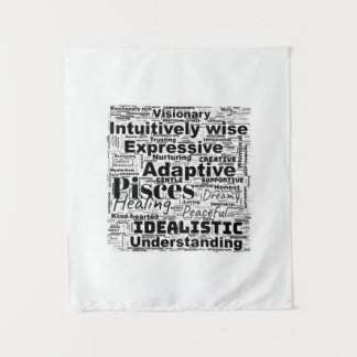 Pisces Word Cloud Zodiac Inspiration Tapisserie