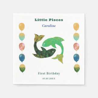 Pisces Zodiac 1st Birthday Balloons & Artistic Serviette