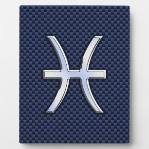 Pisces Zodiac auf Blue Carbon Fibre Print Fotoplatte