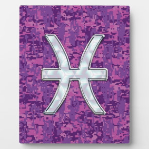 Pisces Zodiac auf Fuchsia Pink Digital Camouflage Fotoplatte