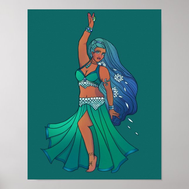 Pisces Zodiac Bauchtanz Kunst Astrologie Göttin Poster (Vorne)
