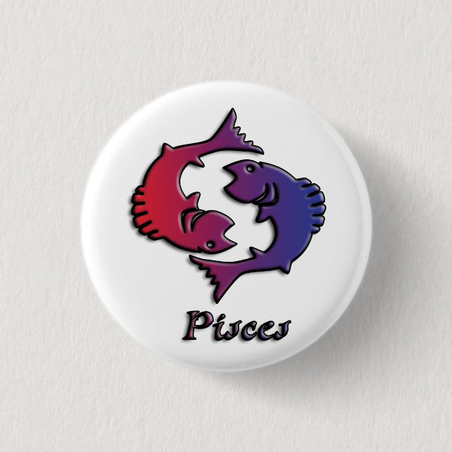 Pisces Zodiac Birth Sign Lila Astrologie Button (Vorderseite)
