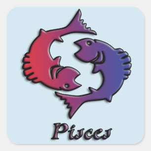 Pisces Zodiac Birth Sign Lila Astrologie Quadratischer Aufkleber