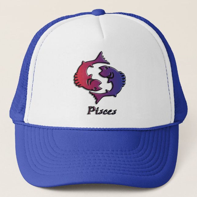 Pisces Zodiac Birth Sign Lila Astrologie Truckerkappe (Vorderseite)