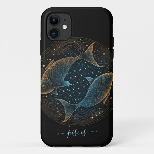 Pisces zodiac Black and gold Case-Mate iPhone Fall Hülle (Rückseite)