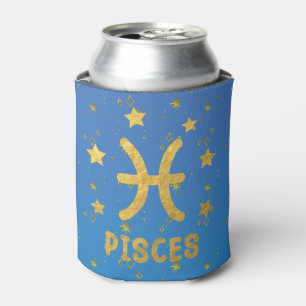 Pisces Zodiac Blue und Gold Can Cooler Dosenkühler