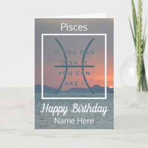 Pisces Zodiac Citation Bleu & Blanc Carte Annivers