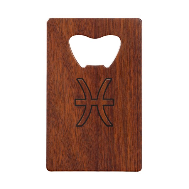 Pisces Zodiac Connexion en bois acajou (Devant)