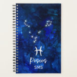 Pisces Zodiac Constellation Blue Galaxy Monogram Planer<br><div class="desc">Pisces Zodiac Constellation Blue Galaxy Monogram Design. Mit trendigem Pinsel Script-Schriftart, dunkelblauem Himmelswasserhintergrund, leuchtender Sternkonstellation und dem Zwei-Fische-Symbol. Modernes Astrologisches Geburtszeichen Horoskop, ist perfekt für jeden Aquarianer Geburtstag Vom 19. Februar - März 20 ! Mit optionalen Mit Monogramm Anfangsbuchstaben (oder Leerzeichen verlassen). Ein tolles Geschenk für Junge und Mädchen, Familienmitglieder,...</div>