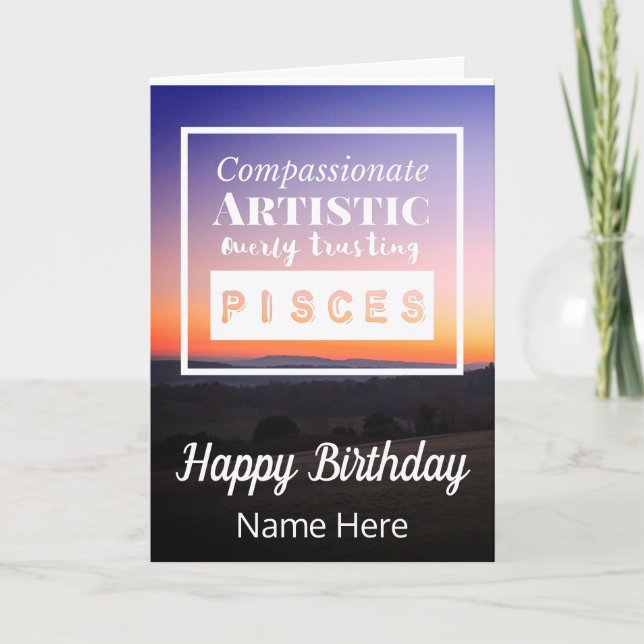 Pisces Zodiac Fun Charakteristika Geburtstag Karte (Vorderseite)