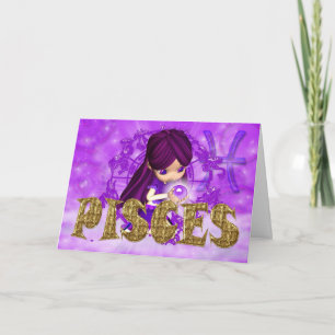 Pisces Zodiac Geburtstagskarte mit Süsse Pie ameth Karte