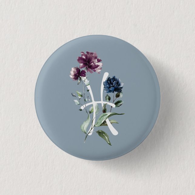 Pisces Zodiac-Glyphe Button (Vorderseite)