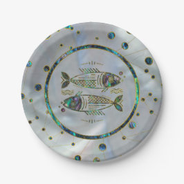 Pisces Zodiac Gold Abalone auf Konstellation Pappteller