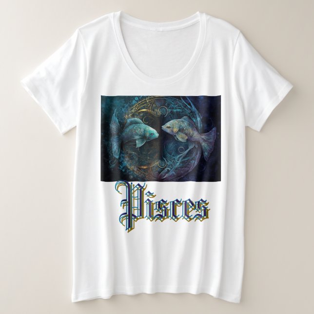 Pisces Zodiac Große Größe T-Shirt (Design vorne)