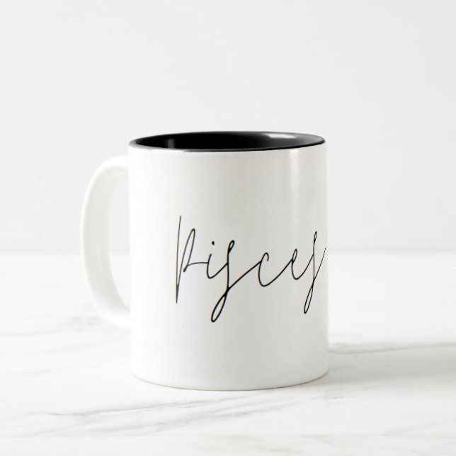 Pisces Zodiac Minimalistische Tasse (Vorderseite Links)