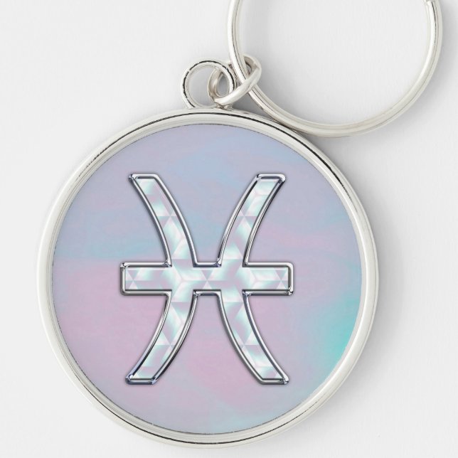 Pisces Zodiac Mother of Pearl Style Decor Schlüsselanhänger (Vorne)