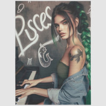 Pisces Zodiac Musician Piano Decoupage