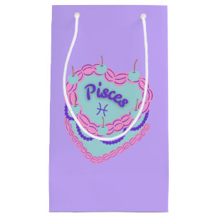 Pisces Zodiac Pastel Heart Birthday Cake Kleine Geschenktüte