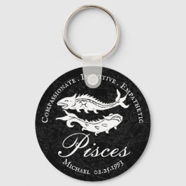 Pisces Zodiac Positeristic Black Custom Schlüsselanhänger