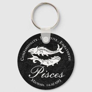 Pisces Zodiac Positeristic Black Custom Schlüsselanhänger