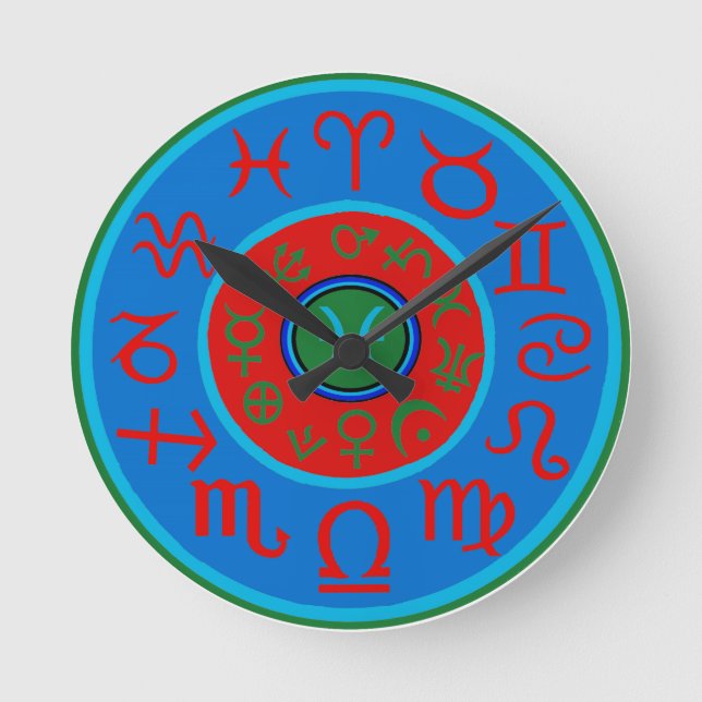 Pisces Zodiac Runde Wanduhr (Vorderseite)