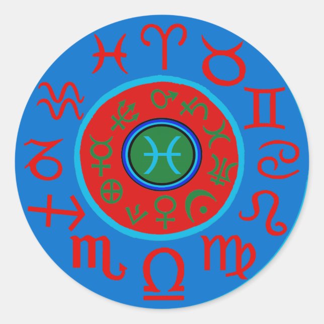 Pisces Zodiac Runder Aufkleber (Vorderseite)