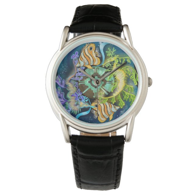 Pisces Zodiac Sign Armbanduhr (Vorderseite)