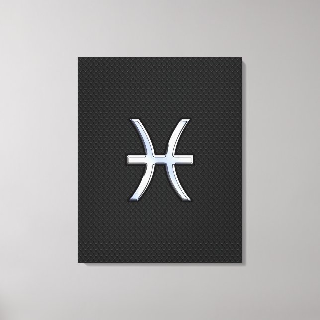 Pisces Zodiac Sign auf Black Snake Skin Decke Leinwanddruck (Vorderseite)