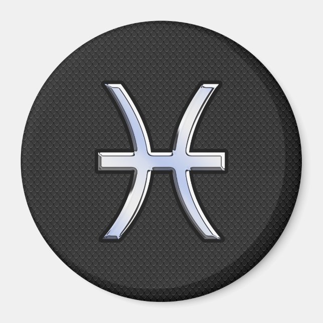 Pisces Zodiac Sign auf Black Snake Skin Decke Magnet (Vorne)