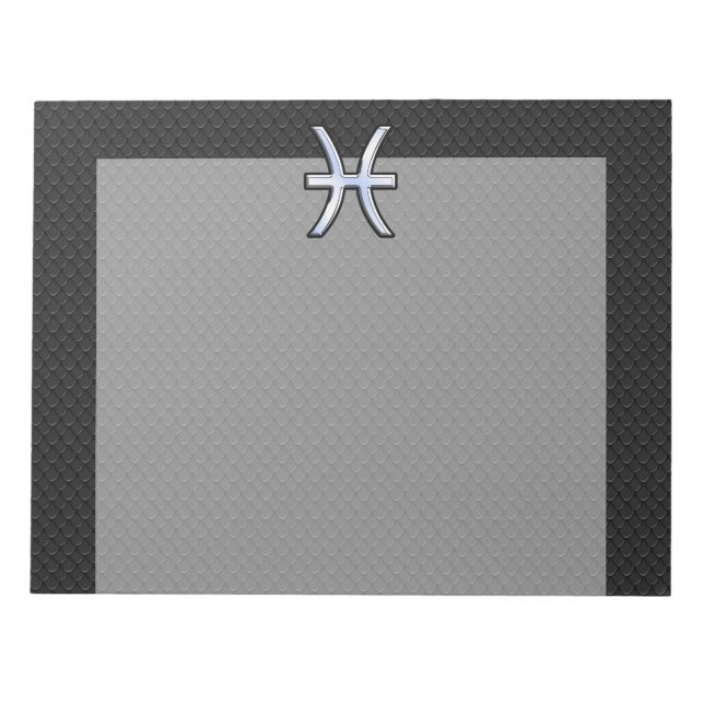Pisces Zodiac Sign auf Black Snake Skin Decke Notizblock (Vorderseite)