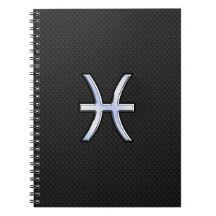 Pisces Zodiac Sign auf Black Snake Skin Decke Notizblock