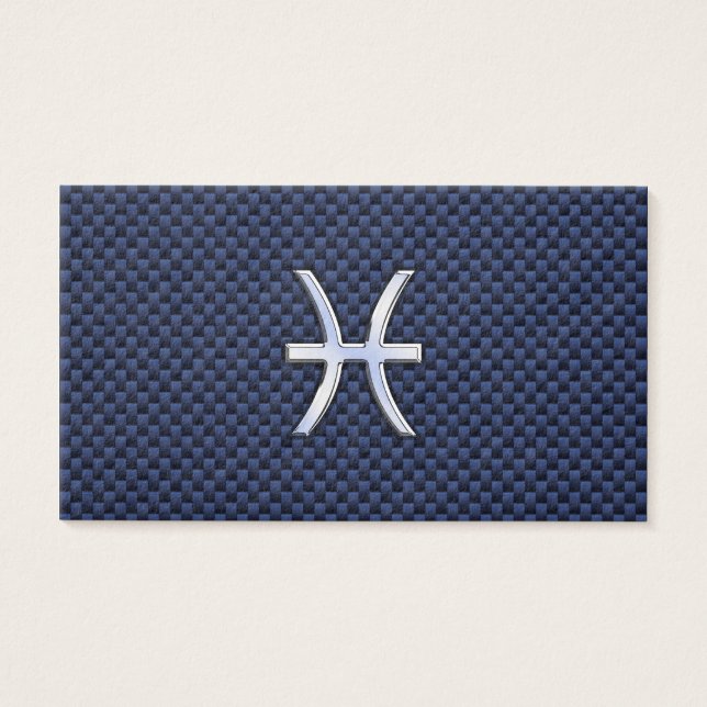 Pisces Zodiac Sign auf Blue Carbon Fibre Print (Vorderseite)