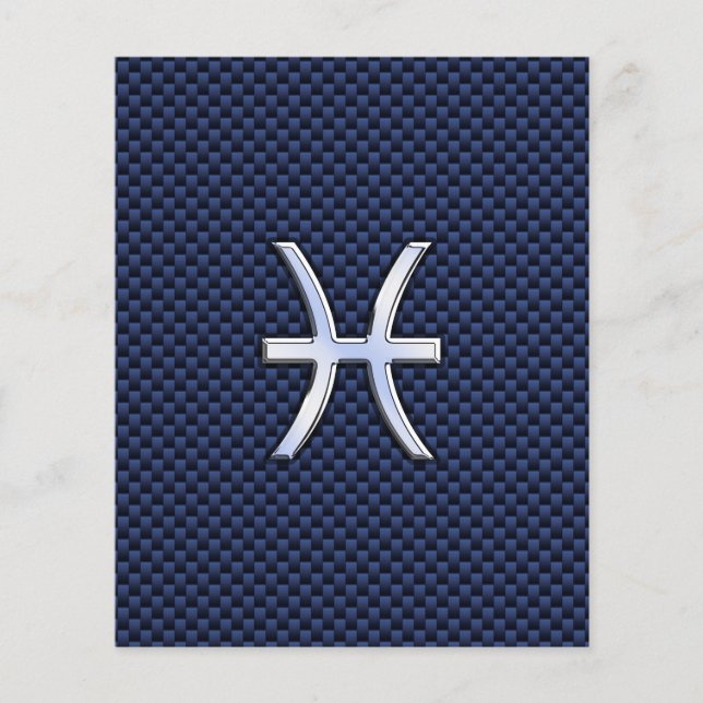 Pisces Zodiac Sign auf Blue Carbon Fibre Print Flyer (Vorne)