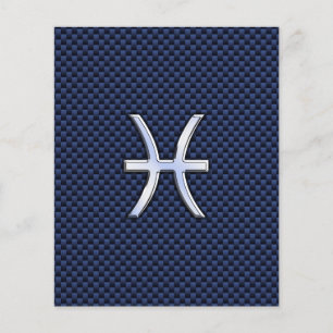 Pisces Zodiac Sign auf Blue Carbon Fibre Print Flyer