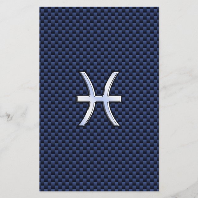 Pisces Zodiac Sign auf Blue Carbon Fibre Print Flyer (Vorne)